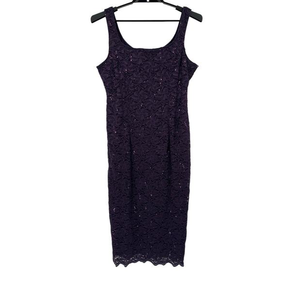 Alex Evenings dress Sheath sequin lace purple size 16 - Picture 1 of 7